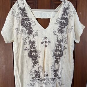 Free People mini embroidered with beading deep V dress